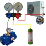 Kit de tirage au vide et recharge de climatisation avec pompe a vide et manifold