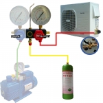 Kit de tirage au vide et recharge de climatisation avec pompe a vide et manifold